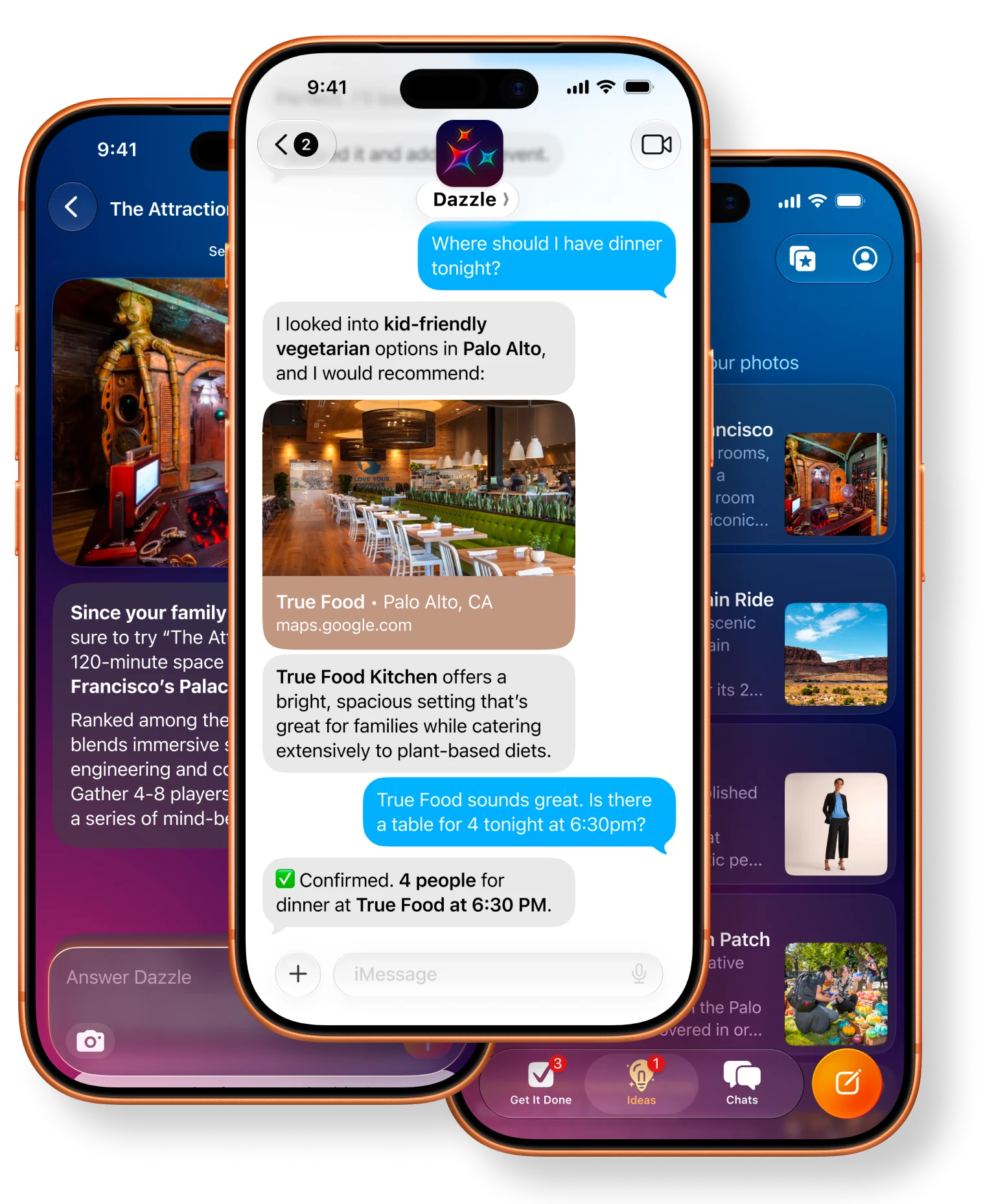 Dazzle in the app, in iMessage and on the web